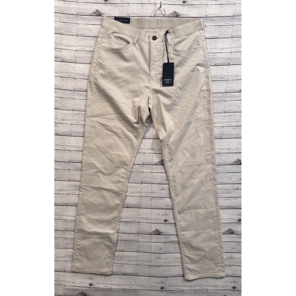 Faherty Mens Movement 5 Pocket Pant 31x32 Light Sand Chino Stretch Preppy NEW